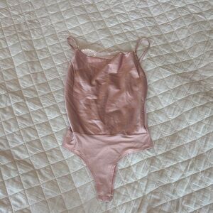 Pink Satin Bodysuit
